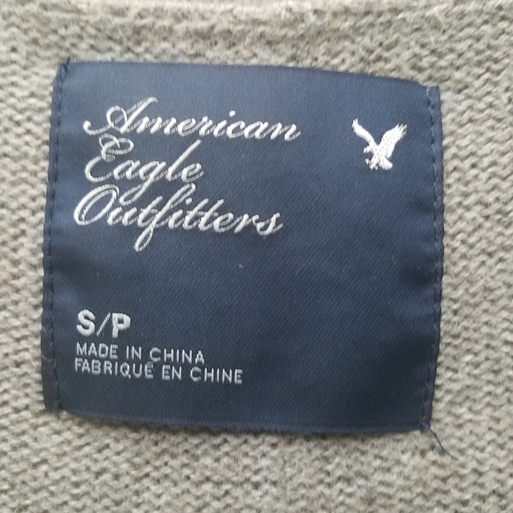 American Eagle Gray White Striped Long Cardigan V Neck Sweater - Picture 4 of 9